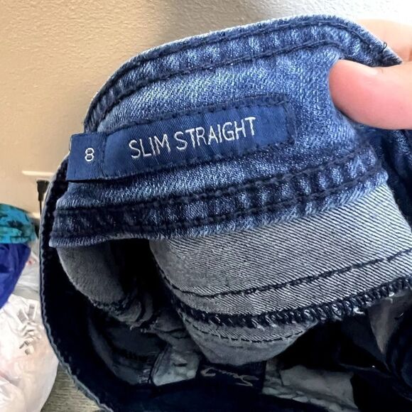 Seven7 Women's Blue Denim Mid Rise Slim Straight Ankle Crop Jeans Size 8 - Picture 5 of 8